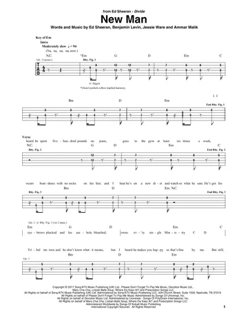 Dive by Ed Sheeran Sheet Music for Guitar Rhythm Tab at Sheet