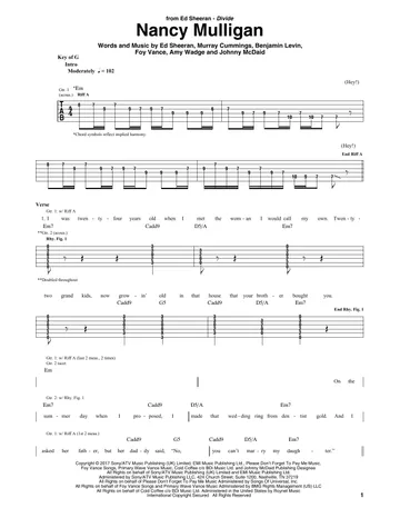 Dive by Ed Sheeran Sheet Music for Guitar Rhythm Tab at Sheet