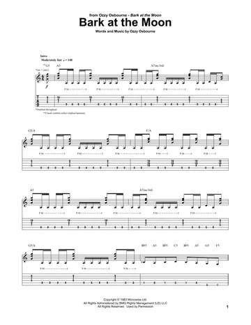 Ozzy Osbourne Bark at the Moon ギタータブ譜 Over The Mountain by Ozzy Osbourne Sheet Music for Guitar Tab at