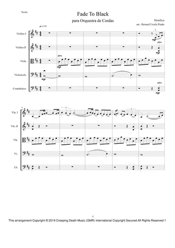 Master Of Puppets by Metallica Sheet Music for String Quartet (arr