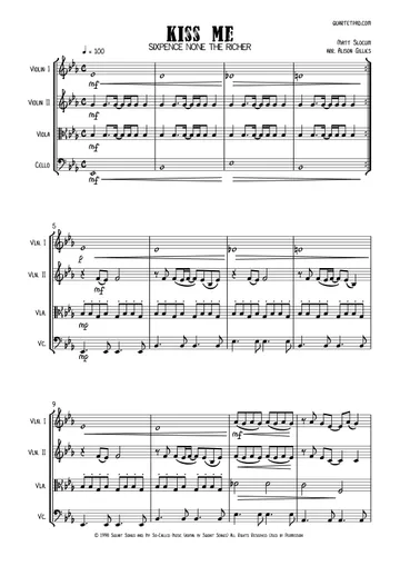 Master Of Puppets by Metallica Sheet Music for String Quartet (arr